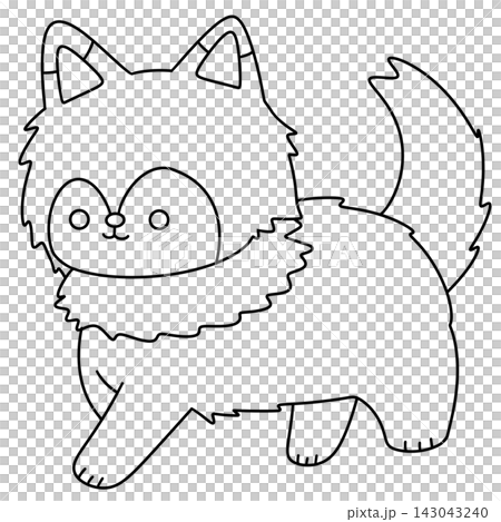Cute cartoon fox stands on two legs 143043240