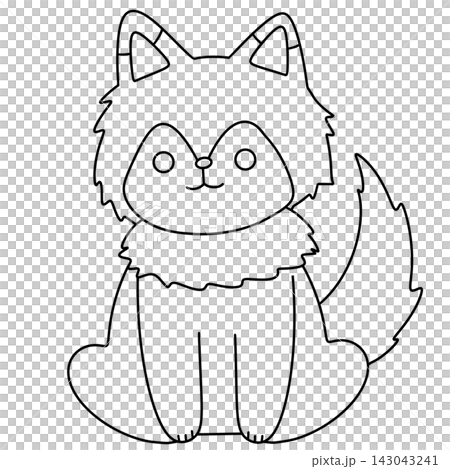 Cute cartoon fox sits with paws together Cute cartoon fox sits with paws together 143043241