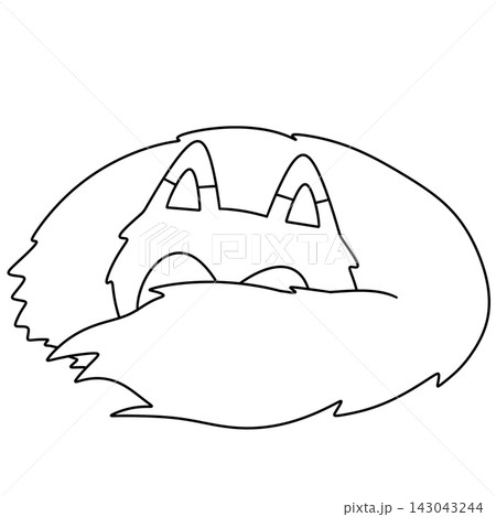 Simple line drawing of a sleeping cat 143043244