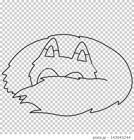 Simple line drawing of a sleeping cat 143043244