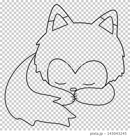 Cute fox sleeps peacefully with eyes closed 143043245