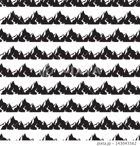 Seamless pattern with foothill logo mountain silhouettes, ideal for outdoor branding, adventure and travel-themed textiles, wallpaper and packaging design. 143043562