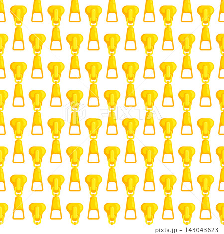 Seamless pattern with gold zipper pulls, perfect for fashion, apparel, bags and sewing or craft-themed textile and packaging design. 143043623