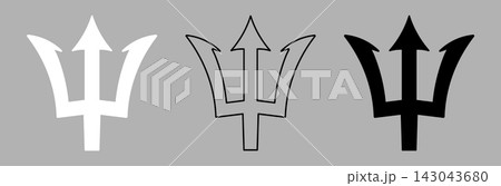 Barbados national simple outline black contour, white, black symbols. Set of Trident silhouette flat sticker, badge, icon. Barbados national simple outline black contour, white, black symbols. Set of Trident silhouette flat sticker, badge, icon. 143043680
