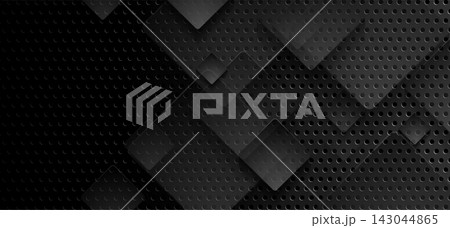 Black perforated metallic texture with glossy transparent squares, abstract background Black perforated metallic texture with glossy transparent squares, abstract background 143044865