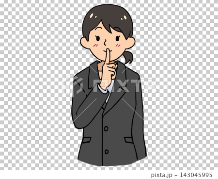 Gray suit woman, quietly silenced, secret business illustration material 143045995