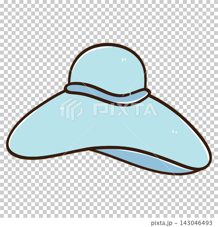 Light Blue Wide-Brimmed Hat Illustration Light Blue Wide-Brimmed Hat Illustration 143046493