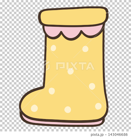 Cute Yellow Polka Dot Rain Boot Illustration Cute Yellow Polka Dot Rain Boot Illustration 143046686