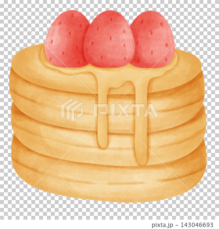 Homemade Fluffy Pancakes with Honey Syrup and Fresh Strawberries Homemade Fluffy Pancakes with Honey Syrup and Fresh Strawberries 143046693