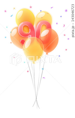Birthday celebration with 90 balloons. Birthday celebration with 90 balloons. 143046723