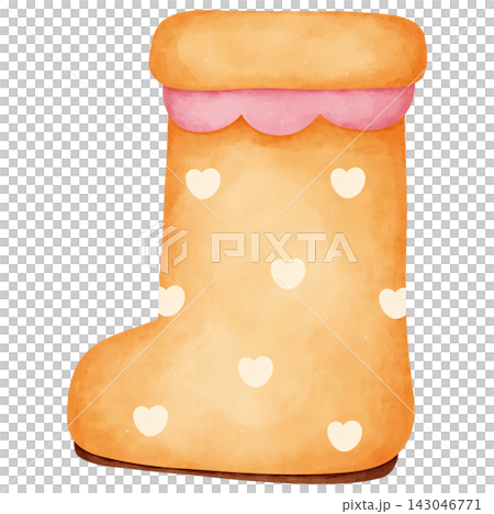 Orange Boot with Pink Trim and Hearts 143046771