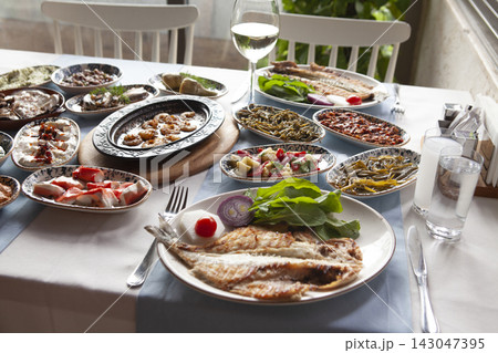 Delicious hot appetizers and main courses Delicious hot appetizers and main courses 143047395