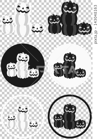 ジャックオランタンとカボチャの集合アイコンイラストバリエーションセット / ハロウィン・秋イベントの 143048163