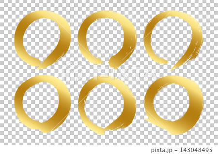 A set of gold circles drawn with a brush. 143048495