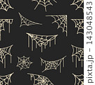Halloween seamless pattern with decorative cream spiderwebs on a dark background 143048543
