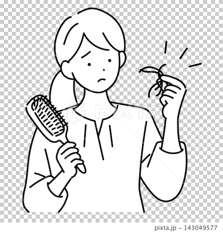 Hair care illustration for a young woman concerned about hair loss Hair care illustration for a young woman concerned about hair loss 143049577