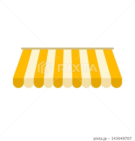 yellow and white striped awning 143049707