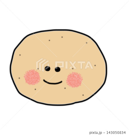 手描きのじゃがいもキャラクター 丸型 ほほえみ 143050834