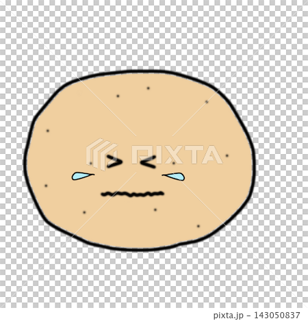 Hand-drawn potato character, round shape, crying. Hand-drawn potato character, round shape, crying. 143050837