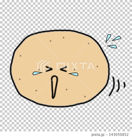 Hand-drawn potato character, round shape, crying loudly Hand-drawn potato character, round shape, crying loudly 143050852