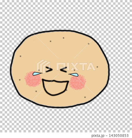Hand-drawn potato character, round shape, laughing and crying Hand-drawn potato character, round shape, laughing and crying 143050853