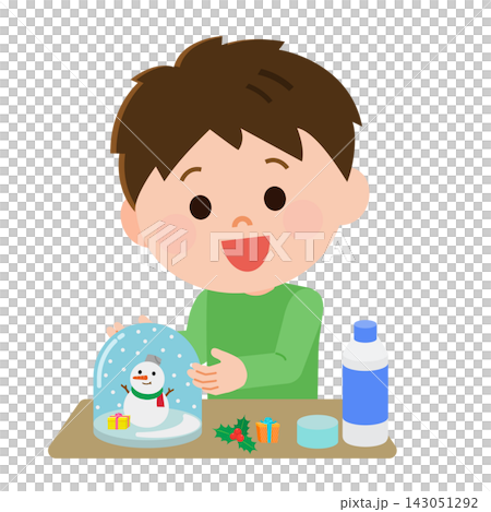 スノードームを手作りする男の子　イラスト 143051292
