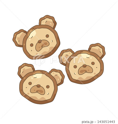 Illustration of cute bear face cookies Illustration of cute bear face cookies 143051443