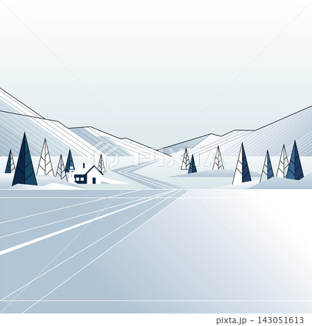 Minimalist geometric winter wonderland modern retro style square template have blank space. 143051613