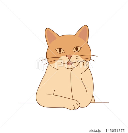 頬杖をついておしゃべりする猫 頬杖をついておしゃべりする猫 143051875