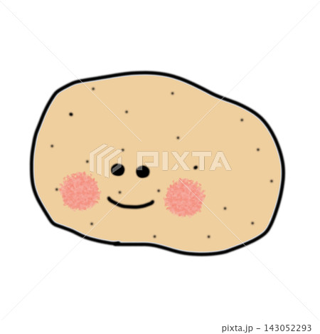 手描きのじゃがいもキャラクター ごつごつ型 ほほえみ 143052293