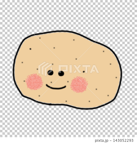 手描きのじゃがいもキャラクター ごつごつ型 ほほえみ 143052293