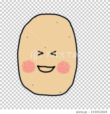 Hand-drawn potato character, vertical shape, laughing heartily Hand-drawn potato character, vertical shape, laughing heartily 143052604