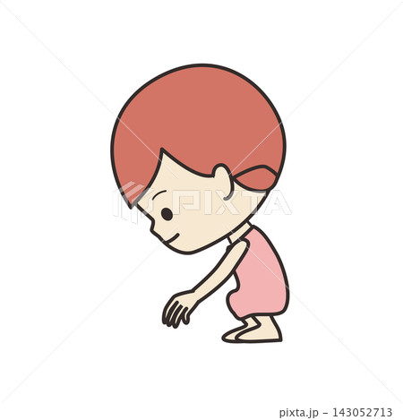 しゃがんでいる女の子のイラスト しゃがんでいる女の子のイラスト 143052713
