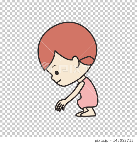 一個蹲著的女孩的插圖 一個蹲著的女孩的插圖 143052713