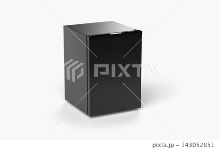Compact Black Refrigerator on White Background Compact Black Refrigerator on White Background 143052851