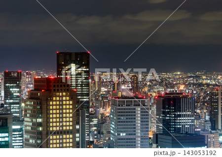 《大阪府》日本の都市風景 大都市大阪中心部の夜景 143053192