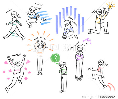 手描きの女性のイラストセット 143053992