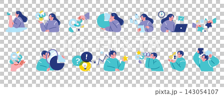 ビジネスパーソンのコンセプトイラストセット ビジネスパーソンのコンセプトイラストセット 143054107