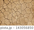 Cracked dry earth surface with irregular polygonal fissures 143056850