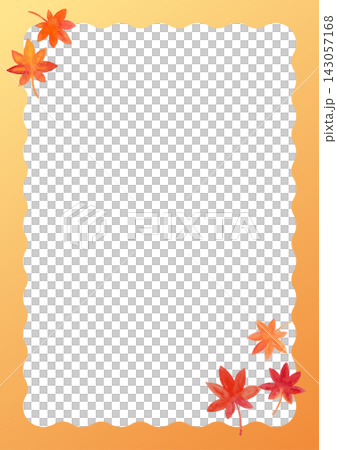 <ベクター素材> 水彩タッチの紅葉フレーム A4対応 <ベクター素材> 水彩タッチの紅葉フレーム A4対応 143057168