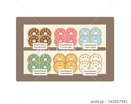 ショーケースに入ったドーナツ　イラスト 143057481