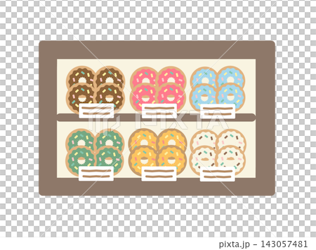 ショーケースに入ったドーナツ　イラスト 143057481