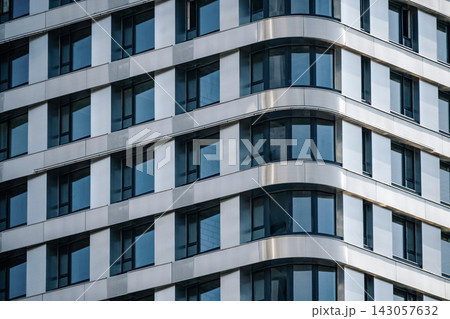 Modern apartment building facade with windows 143057632
