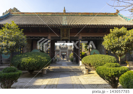 Xi'an, China - Dec 31, 2024 : View of Great Mosque of Xi'an with blue sky in Xi'an, China in Dec 31, 2024. Xi'an, China - Dec 31, 2024 : View of Great Mosque of Xi'an with blue sky in Xi'an, China in Dec 31, 2024. 143057785