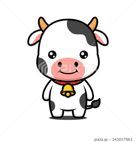 Cute Black and White Cow Cartoon Character 143057861
