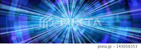 Abstract tunnel perspective with neon blue lights Abstract tunnel perspective with neon blue lights 143058353