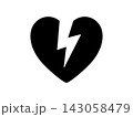 失恋 割れたハートのアイコン ベクターイラスト 143058479