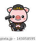 Cute Pig Warrior Cartoon Character, Kawaii Chinese Mythology Animal Mascot 143058595