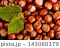 Close up view of hazelnuts on a table 143060379