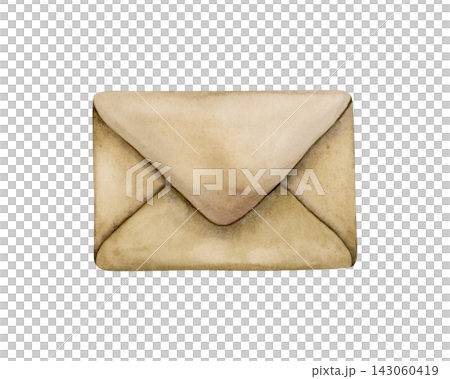Cute Paper Craft Envelope. Watercolor hand drawn illustration isolated on white background for mail design home textile cozy print eco-friendly branding retro post templates rustic wedding invitations Cute Paper Craft Envelope. Watercolor hand drawn illustration isolated on white background for mail design home textile cozy print eco-friendly branding retro post templates rustic wedding invitations 143060419